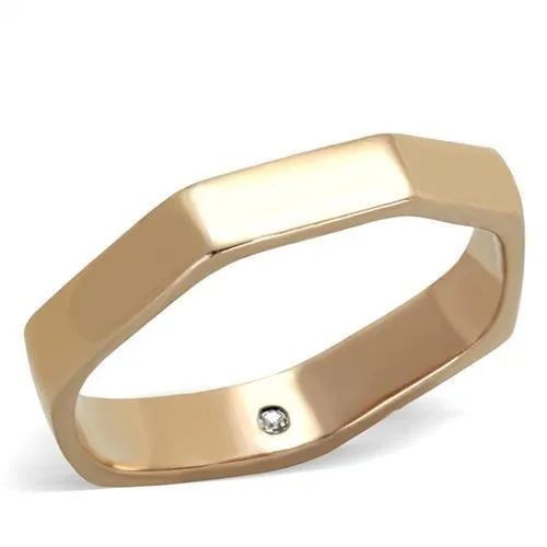 TK2030 - IP Rose Gold(Ion Plating) Stainless Steel Ring with Top Grade Crystal in Clear - Grocery