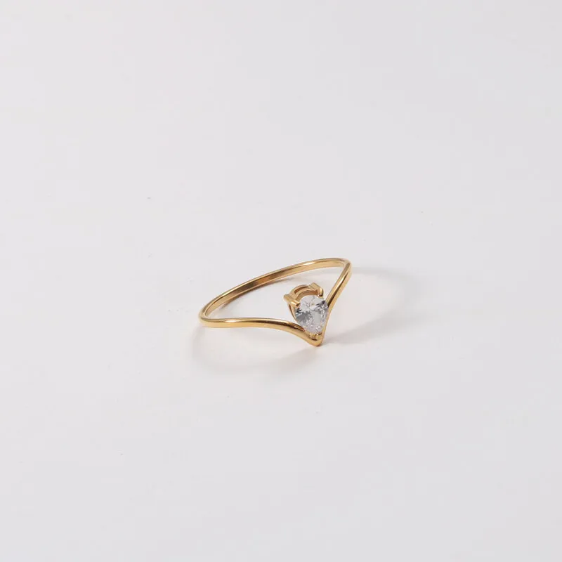 Simple Teardrop Ring Teardrop Shaped Zircon Circle - Grocery