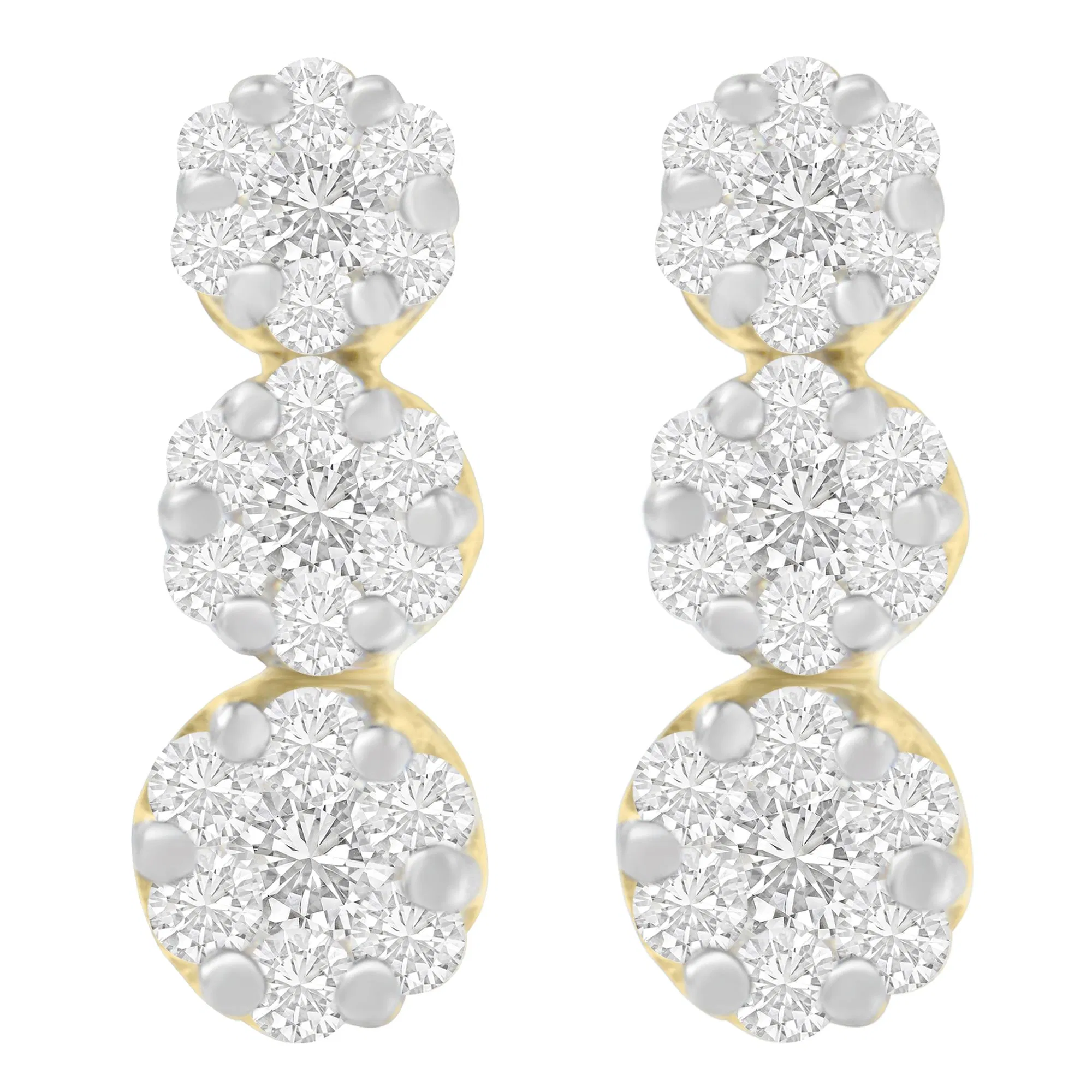 14K Yellow Gold 1 1/2 cttw Round Cut Diamond Earrings (I-J, SI1-SI2) - Grocery