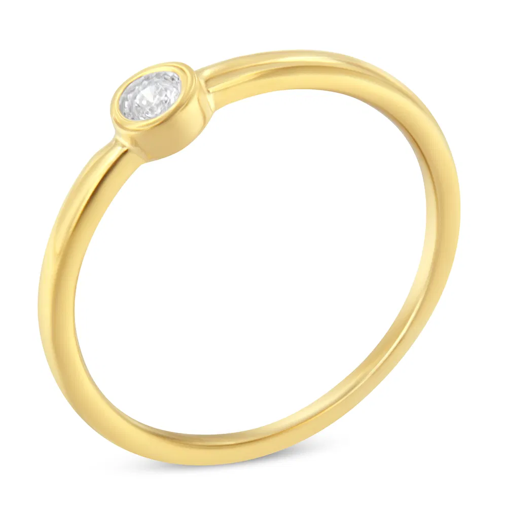 14K Yellow Gold Plated .925 Sterling Silver Miracle Set Diamond Ring (1/20 Cttw, J-K Color, I1-I2 Clarity) - Grocery