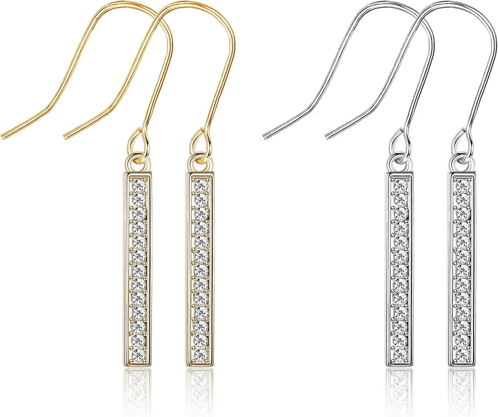 Austria Crystal Bar Drop Earrings for Women; 2 Pairs Dangle Earrings; Earrings and Earrings for Gifts - Grocery