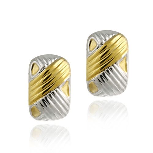 Sterling Silver & Gold Overlay Two Tone Weave Design Earrings - Grocery