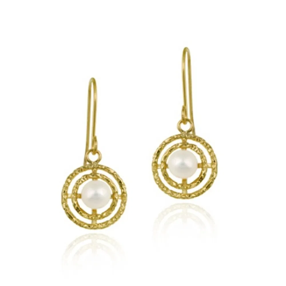 10K Gold Freshwater Pearl Circle Drop Earrings - Grocery