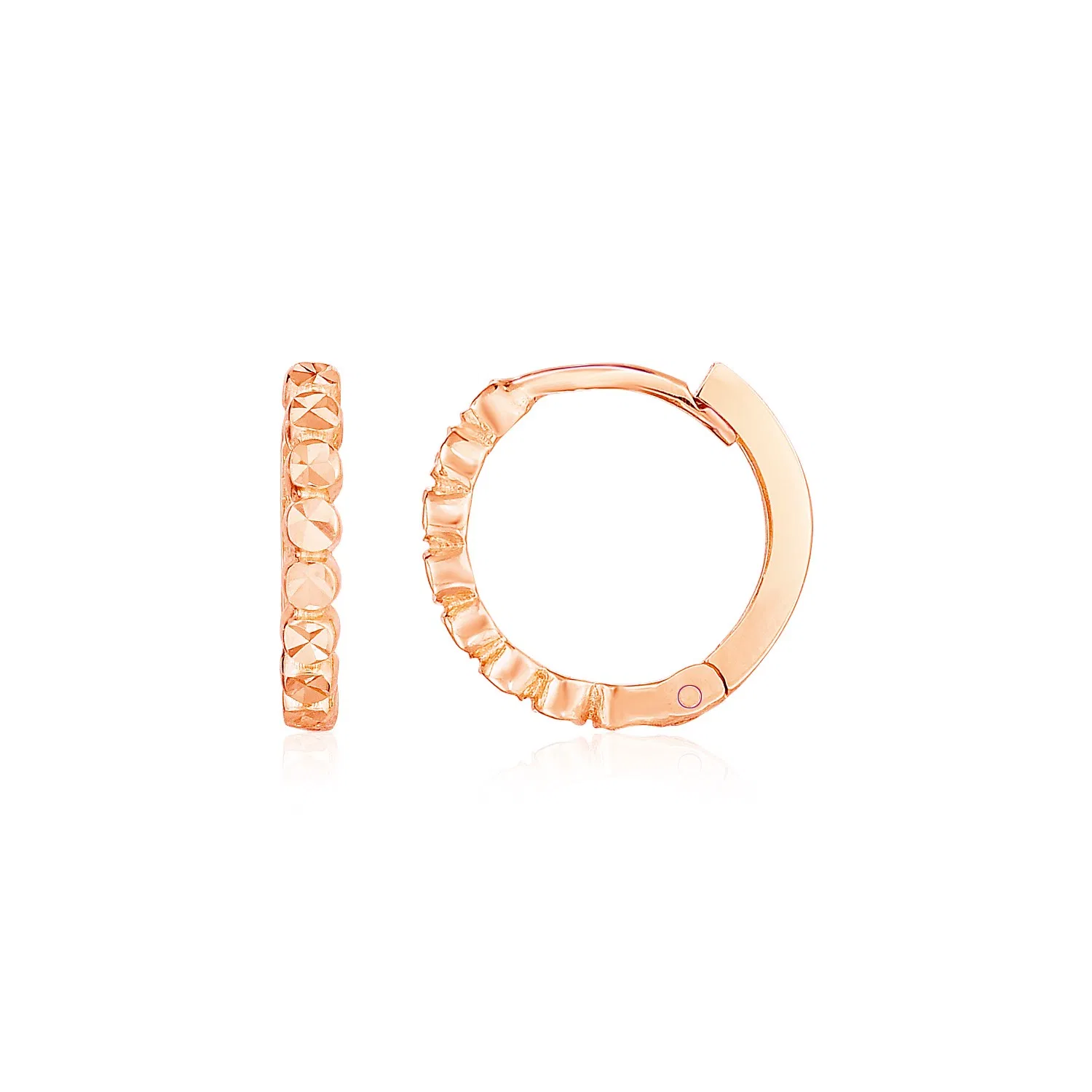 14k Rose Gold Petite Textured Round Hoop Earrings - Grocery