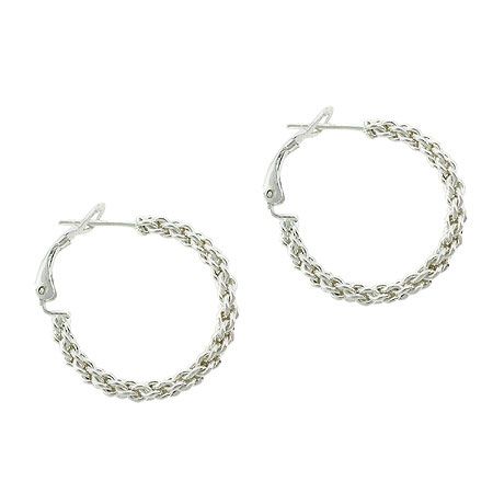 Sterling Silver Link Mesh Hoop Earrings - Grocery