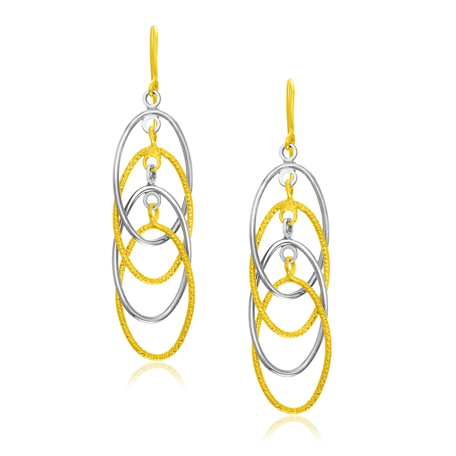 14k Two-Tone Gold Multiple Layer Interlaced Earrings - Grocery