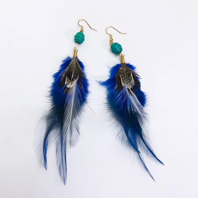 Antique Bohemian Peacock Feather Earrings - Grocery