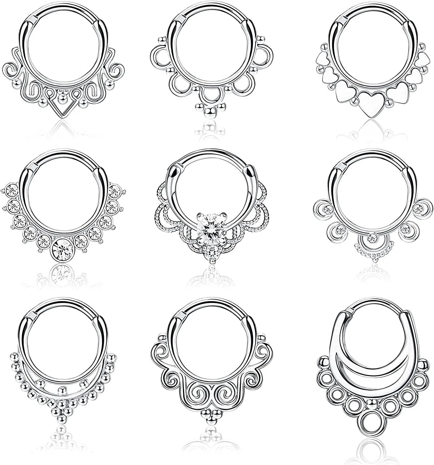 Septum Jewelry 16G Daith Piercing Jewelry Septum Clicker Cute Daith Septum Rings for Women 10mm - Grocery