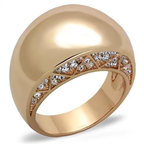 TK1798 - IP Rose Gold(Ion Plating) Stainless Steel Ring with Top Grade Crystal in Clear - Grocery