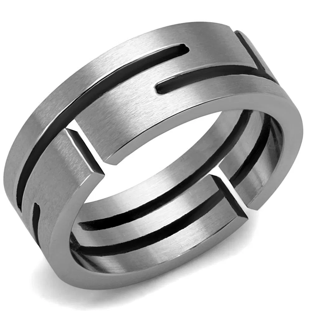 TK2393 - High polished (no plating) Stainless Steel Ring with No Stone - Grocery