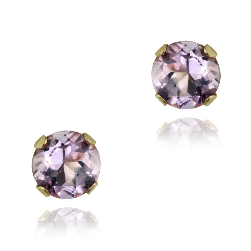 18K Gold over Sterling Silver 1/2ct Amethyst Stud Earrings, 4mm - Grocery