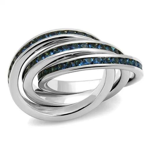 3W1334 - Rhodium Brass Ring with Synthetic Synthetic Glass in Montana - Grocery