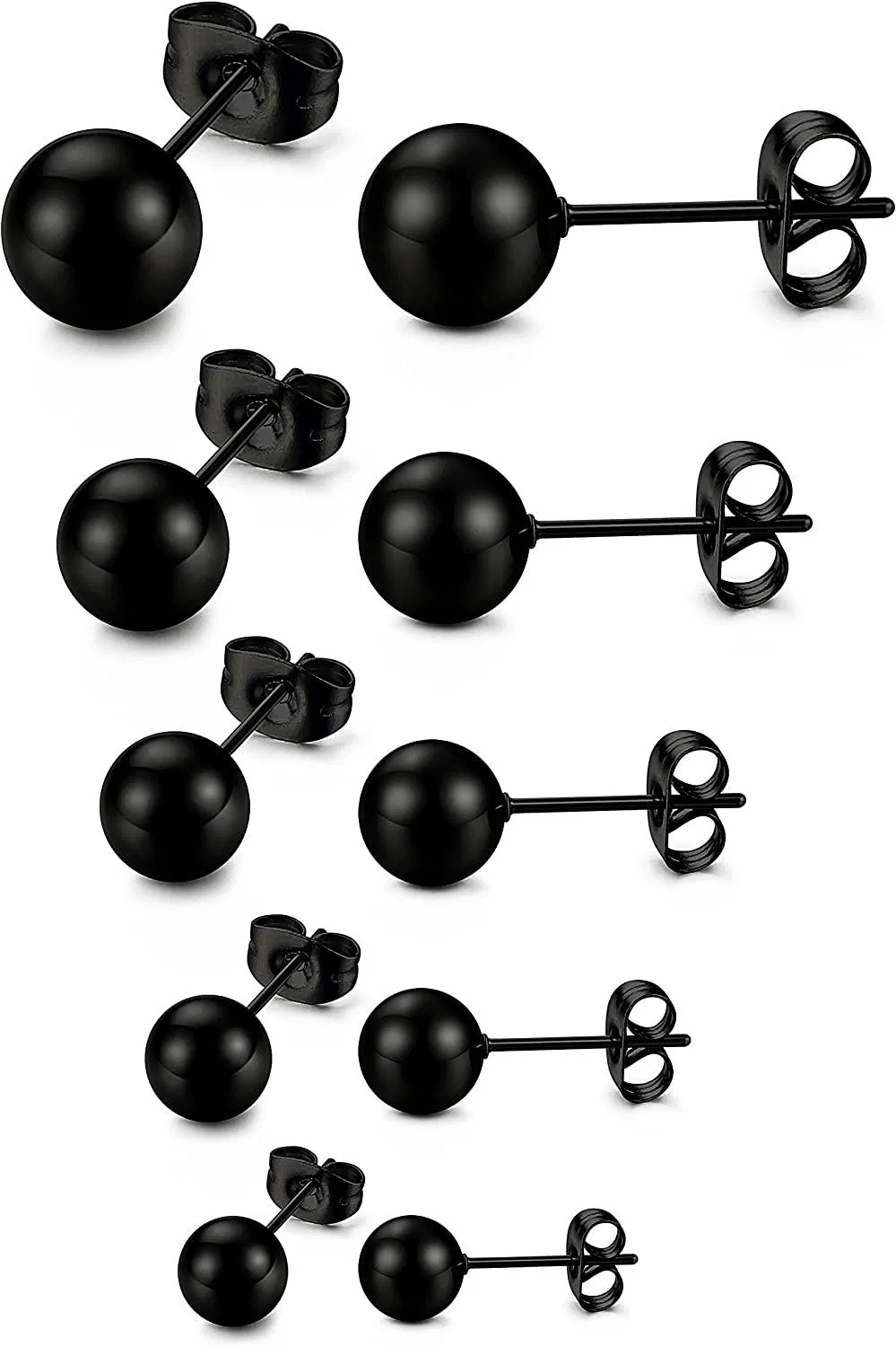 316L Stainless Round Ball Stud Earrings for Men Women - Grocery