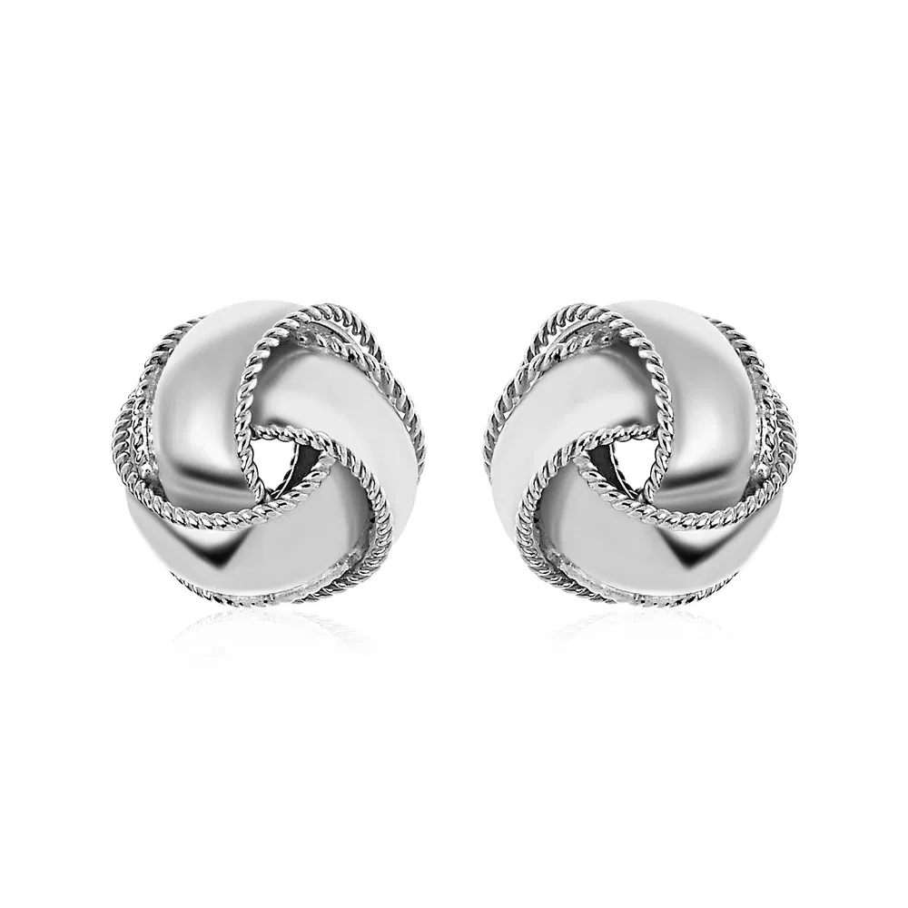 Textured and Polished Love Knot Earrings in Sterling Silver(13mm) - Grocery