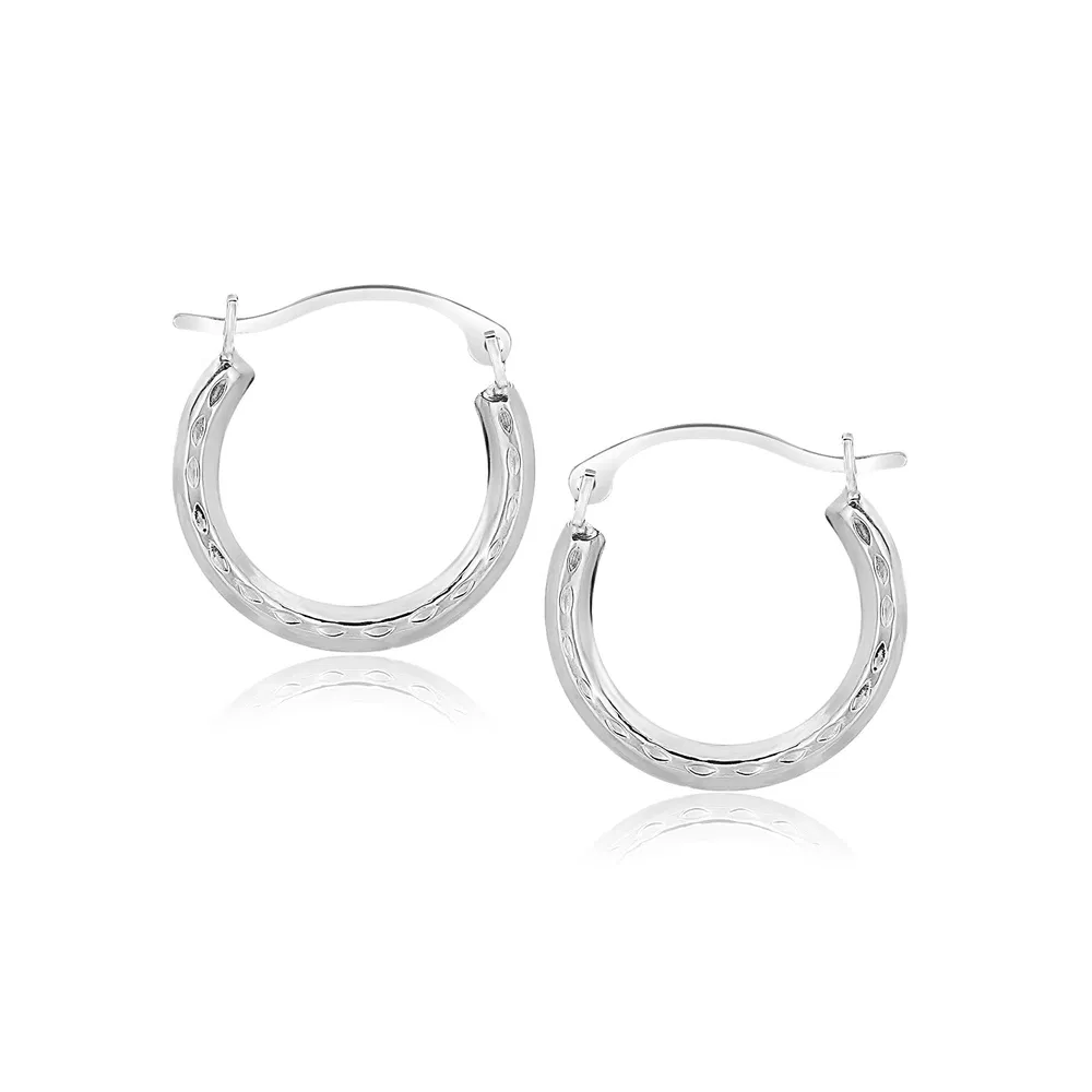 10k White Gold Fancy Hoop Earrings - Grocery