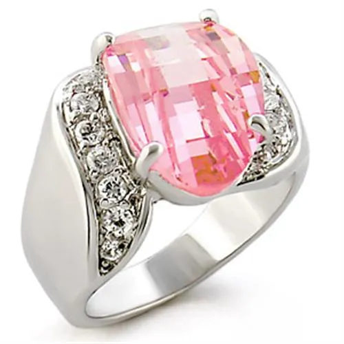 30813 - High-Polished 925 Sterling Silver Ring with AAA Grade CZ in Rose - Grocery
