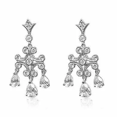 Sterling Silver CZ Chandelier Teardrop Earrings - Grocery