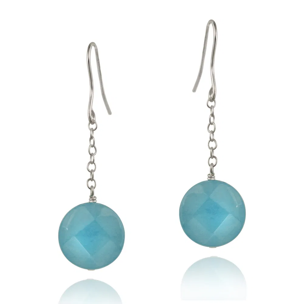 Sterling Silver Blue Quartz Drop Dangle Earrings - Grocery