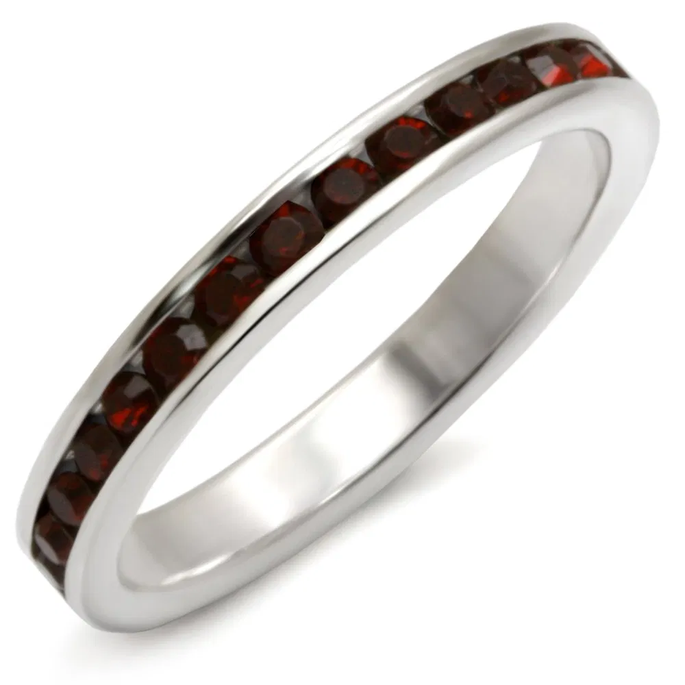 35137 - High-Polished 925 Sterling Silver Ring with Top Grade Crystal in Garnet - Grocery