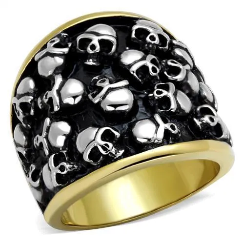 TK2057 - Two-Tone IP Gold (Ion Plating) Stainless Steel Ring with No Stone - Grocery