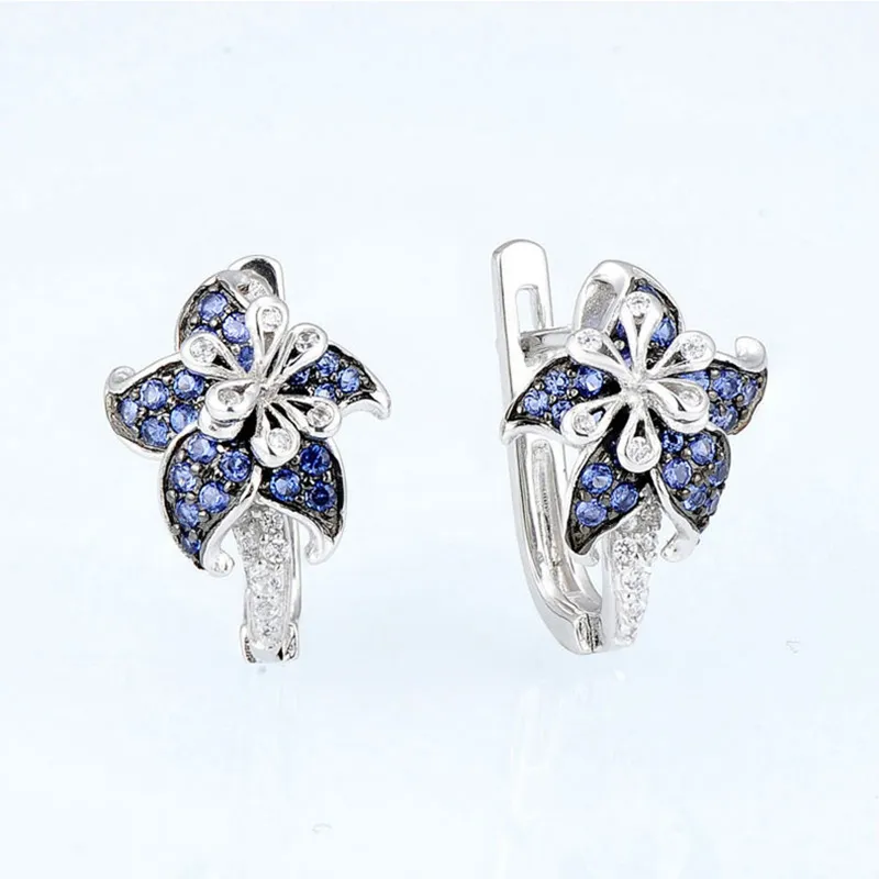 Double Flower Earrings Inlaid Shiny Zircon Elegant Ear Jewelry Gift For Birthday / Valentine's Day / Anniversary - Grocery