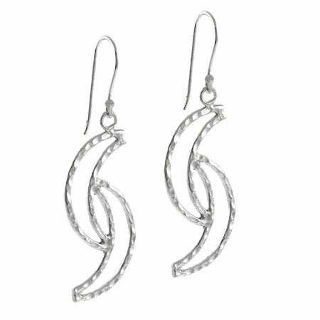 Sterling Silver Double Crescent Moon Dangle Earrings - Grocery