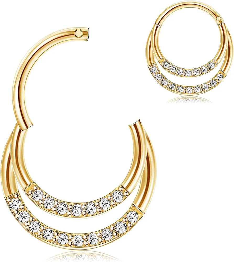 16G Stainless Daith Rings Unique Design CZ Septum Earrings Daith Helix Septum Piercing for Women Men - Grocery