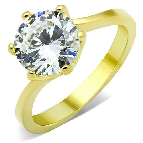 TK1406 - IP Gold(Ion Plating) Stainless Steel Ring with AAA Grade CZ in Clear - Grocery