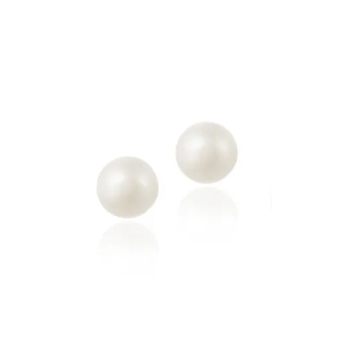 Sterling Silver Freshwater Cultured White Button Pearl 5.5-6mm Stud Earrings - Grocery
