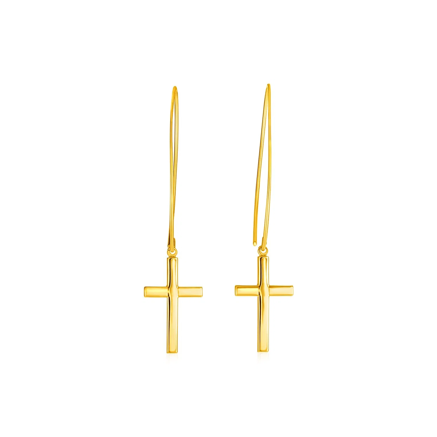 14k Yellow Gold Dangle Cross Earrings - Grocery