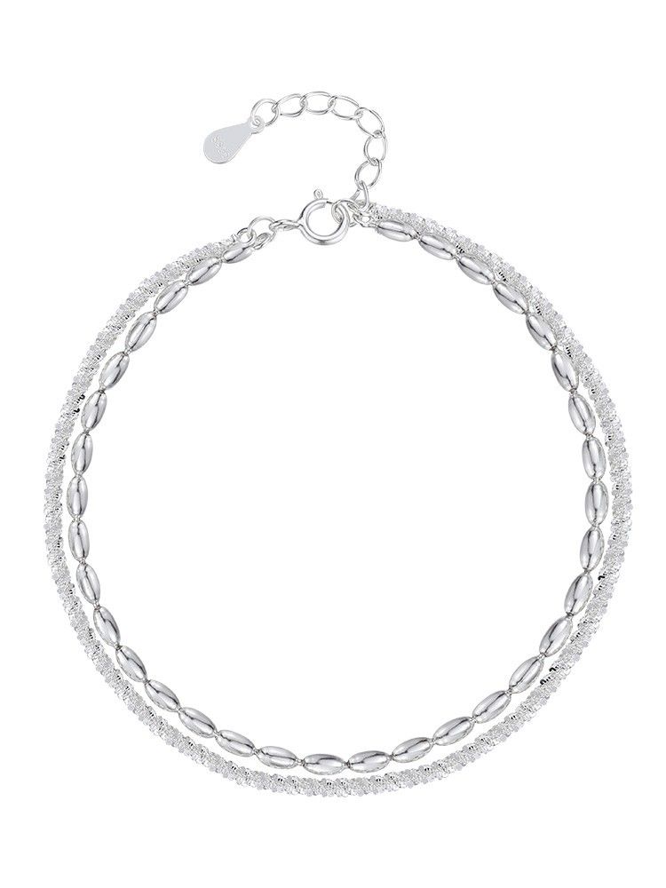 925 Sterling Silver Bracelet Star Rice Double Layer Luxury - Grocery