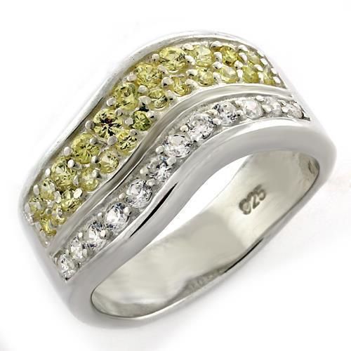 LOAS1144 - High-Polished 925 Sterling Silver Ring with AAA Grade CZ in Citrine - Grocery