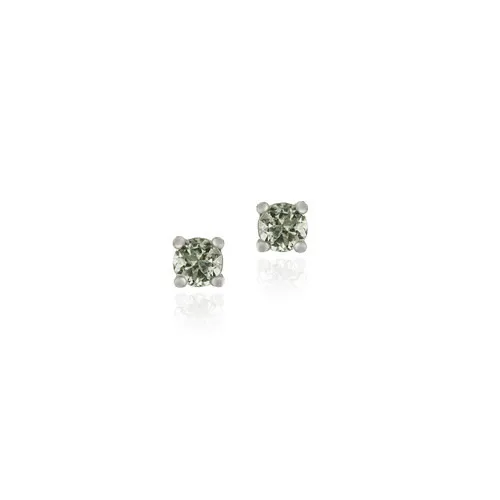 Sterling Silver Genuine Green Amethyst 4mm Round Stud Earrings - February Birthstone - Grocery