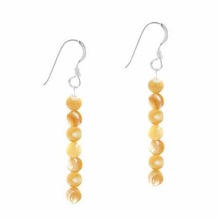 Sterling Silver Mother of Pearl Beaded Dangle Earrings - Grocery