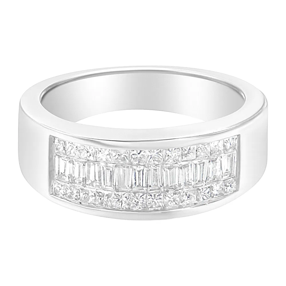14K White Gold Princess and Baguette-cut Diamond Ring (1.0 Cttw, H-I Color, VS2-SI1 Clarity) - Grocery
