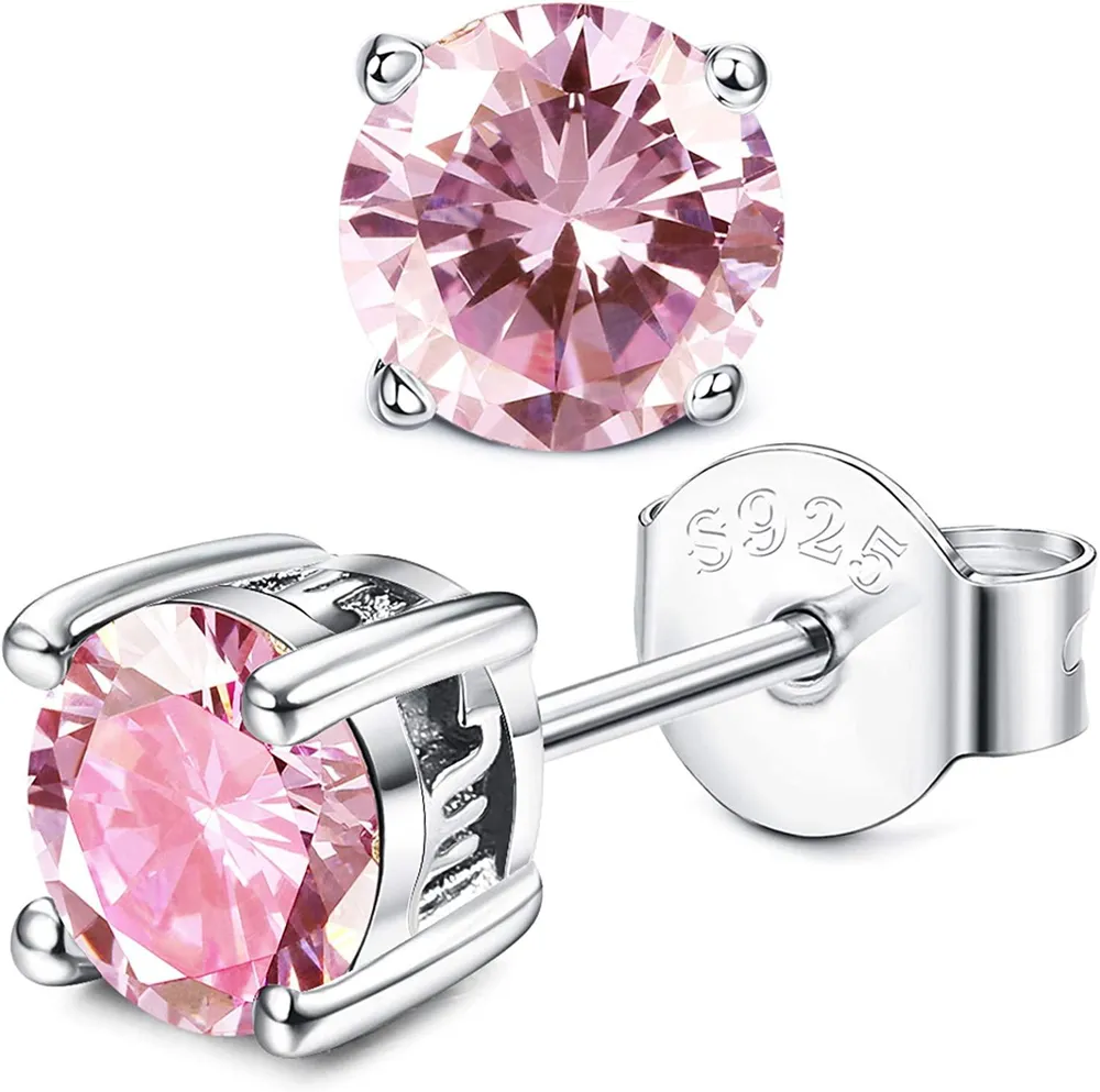 925 Sterling Silver Birthstone Earrings for Women Men Horoscope Hypoallergenic Stud Earrings - Grocery