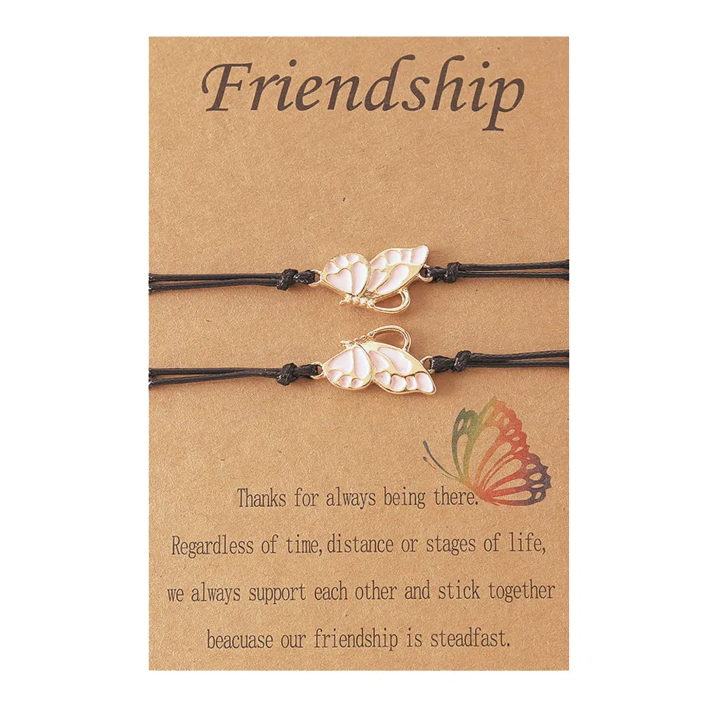 Women's Fashion Rainbow Drip Butterfly Shaped Hand Braided Bracelet - Grocery