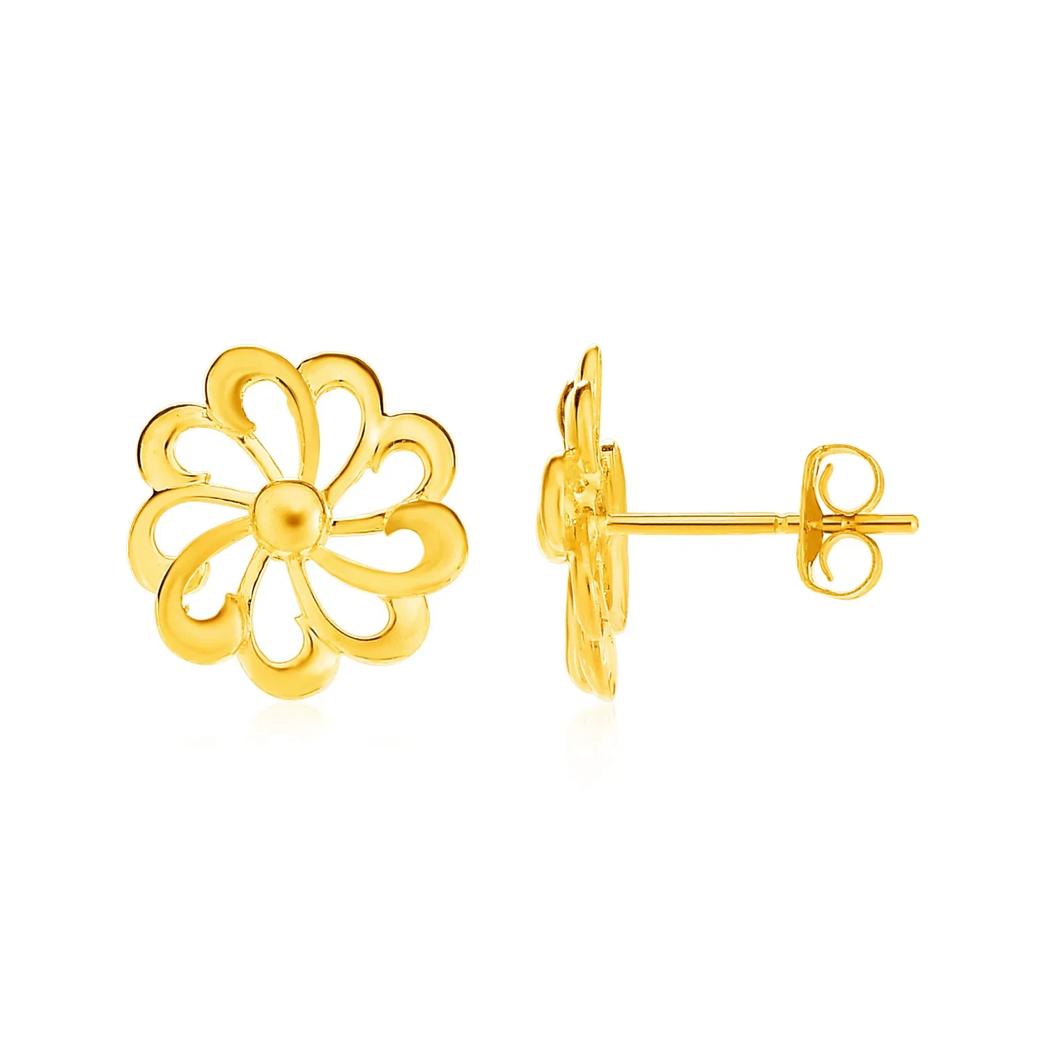 14k Yellow Gold Post Earrings with Flowers - Grocery