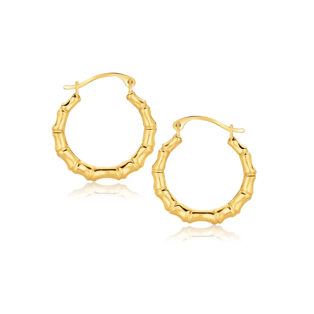 10k Yellow Gold Branch Motif Hoop Earrings - Grocery