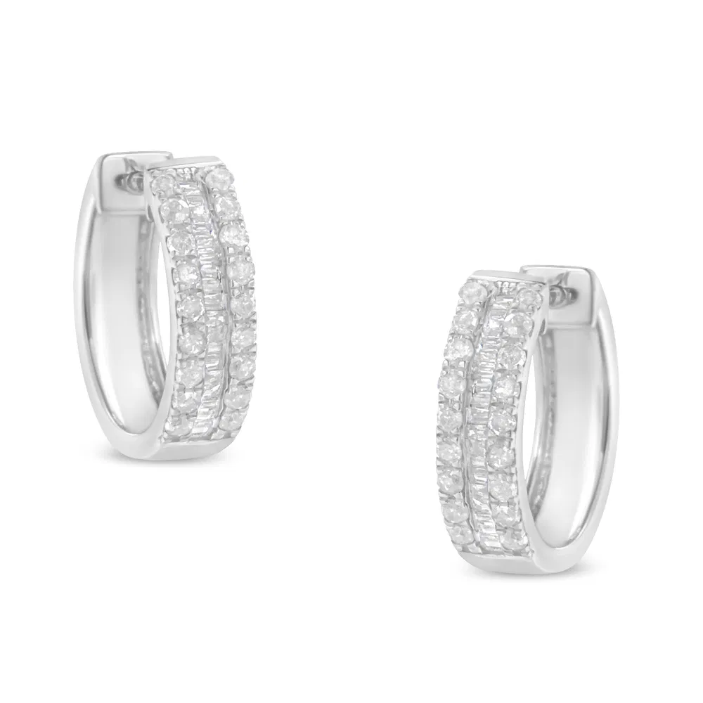 Sterling-Silver Diamond Hoop Earring (1/2 cttw, I-J Color, I2-I3 Clarity) - Grocery