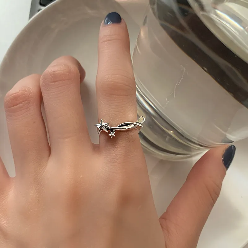 Fashion Simple Double Star Retro Niche Design Ring - Grocery