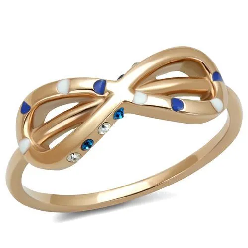 TK2966 - IP Rose Gold(Ion Plating) Stainless Steel Ring with Top Grade Crystal in Sapphire - Grocery