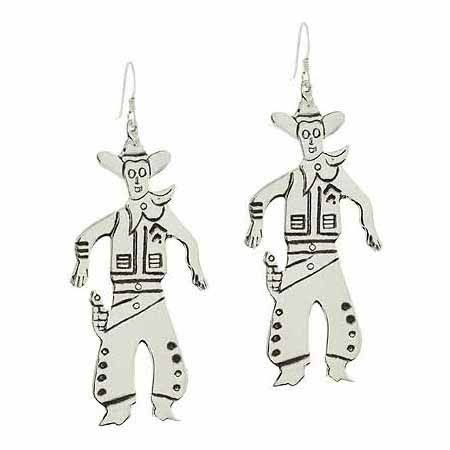 Sterling Silver Classic Cowboy Dangle Earrings - Grocery