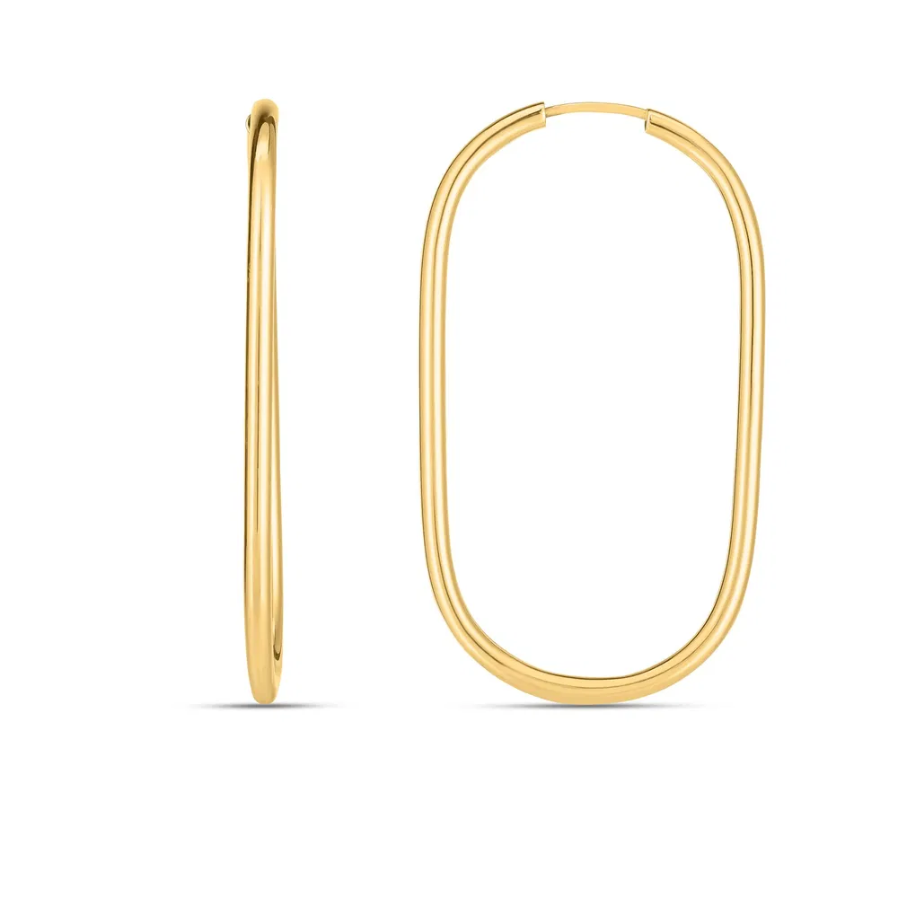 14k Yellow Gold Endless Large Paperclip Hoop Earrings - Grocery