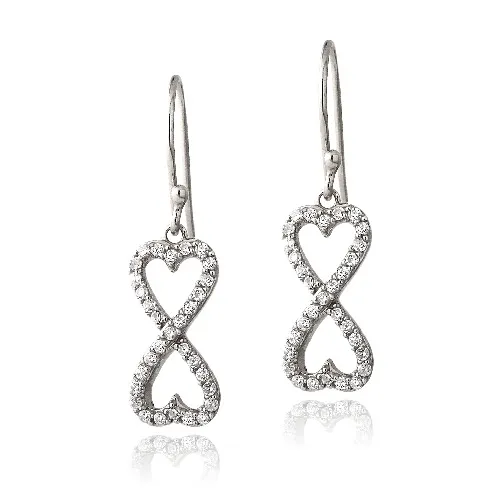 Sterling Silver CZ Infinity Hearts Dangle Earrings - Grocery