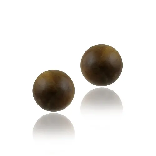 Sterling Silver Tiger Eye Bead Stud Earrings, 8mm - Grocery