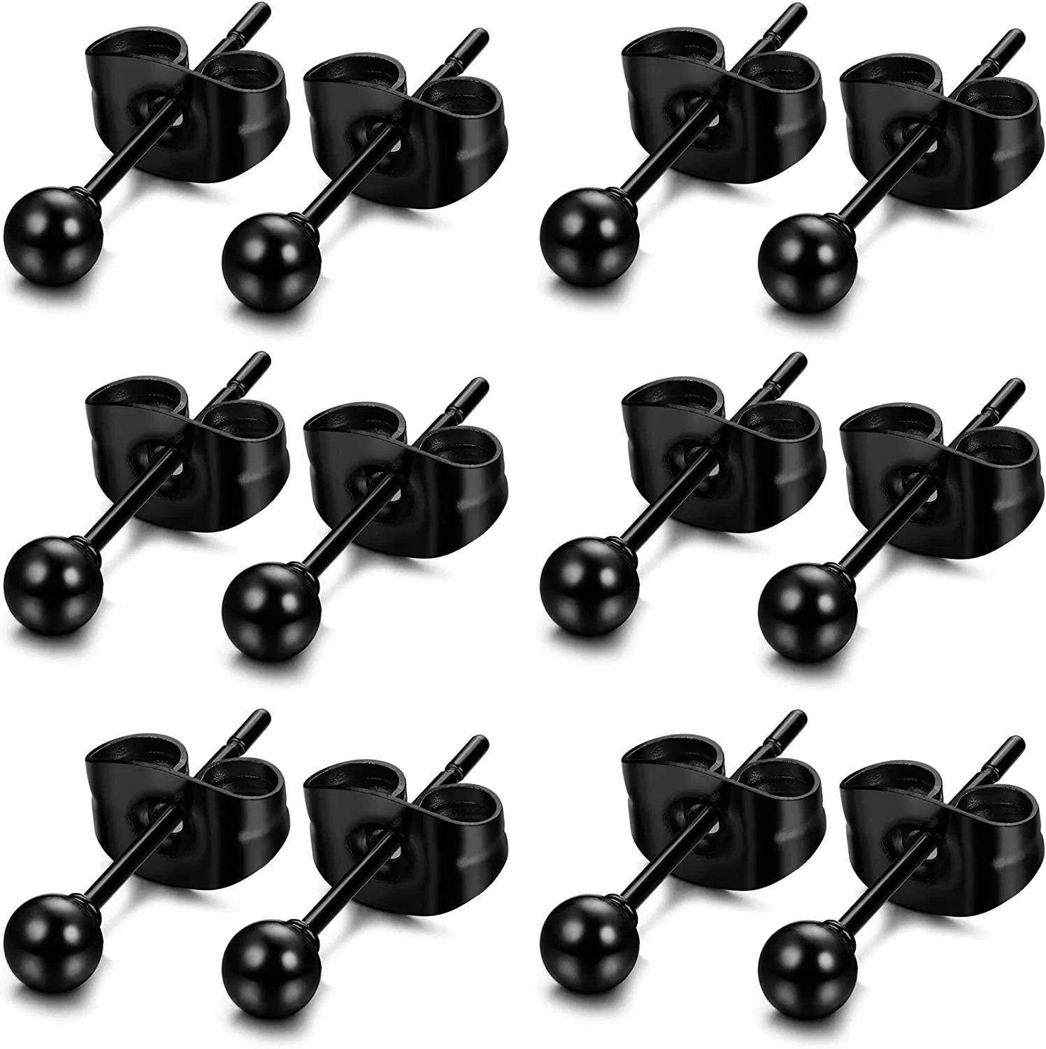 3MM CZ Ball Stud Earrings for Women Men Stainless Tragus Helix Cartilage Multiple Ear Piercing Studs - Grocery