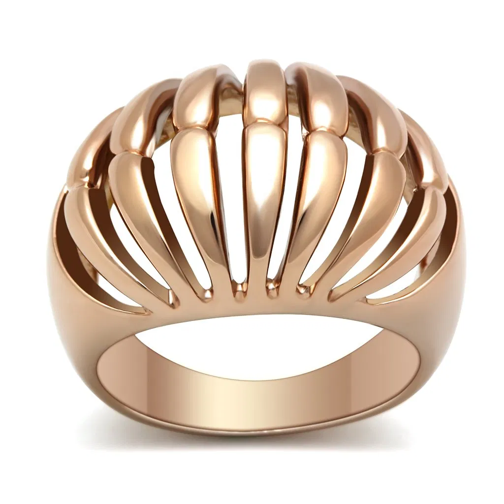 GL162 - IP Rose Gold(Ion Plating) Brass Ring with No Stone - Grocery