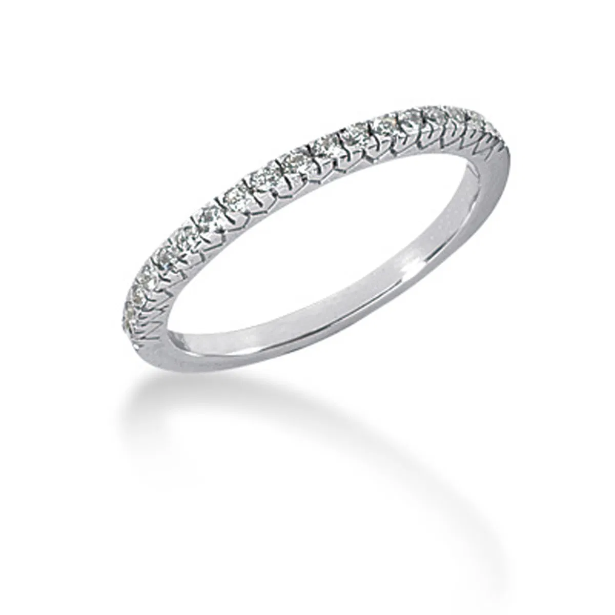 14k White Gold Engraved Fishtail V Pave Diamond Wedding Ring Band - Grocery