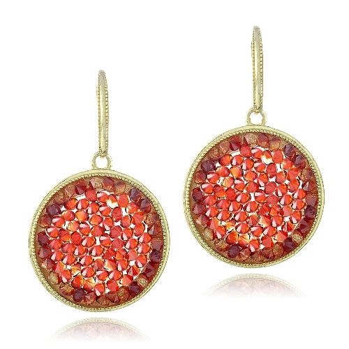 Crystal Ice Red Magma Crystal Rocks Dangle Earrings Made with Swarovski Elements - Grocery